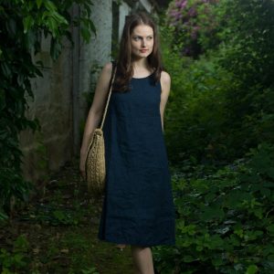 Linen sleeveless summer dress for women