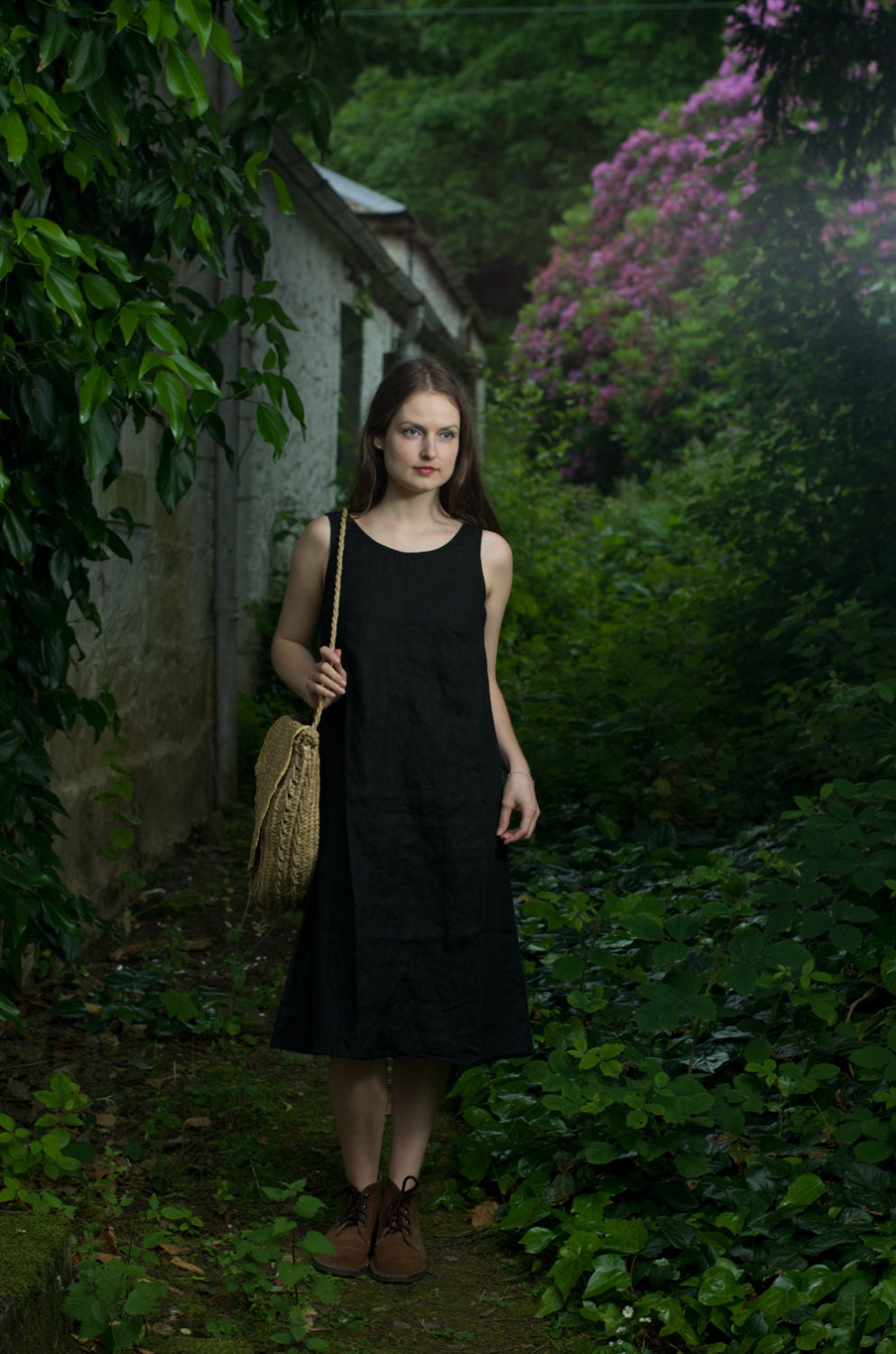 Linen sleeveless summer dress for women