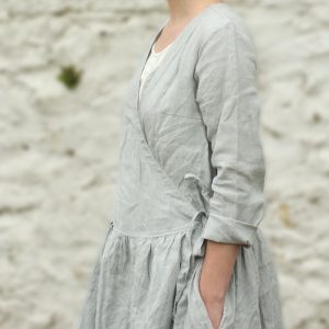 Romantic linen wrap dress with pockets september