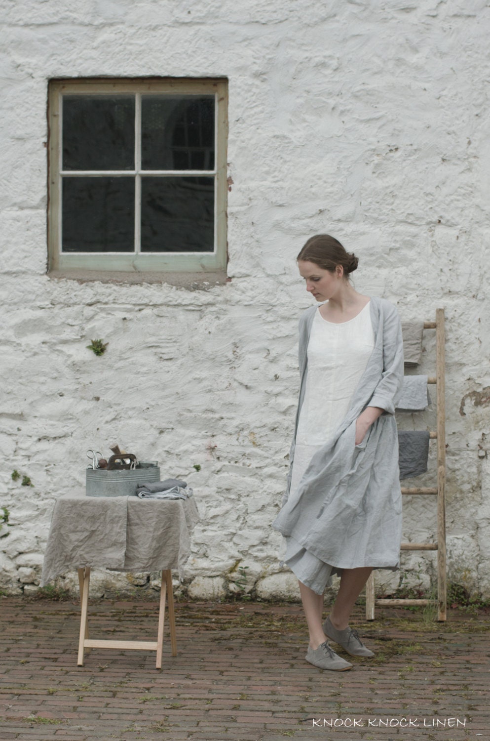 Romantic linen wrap dress with pockets september - Image 2