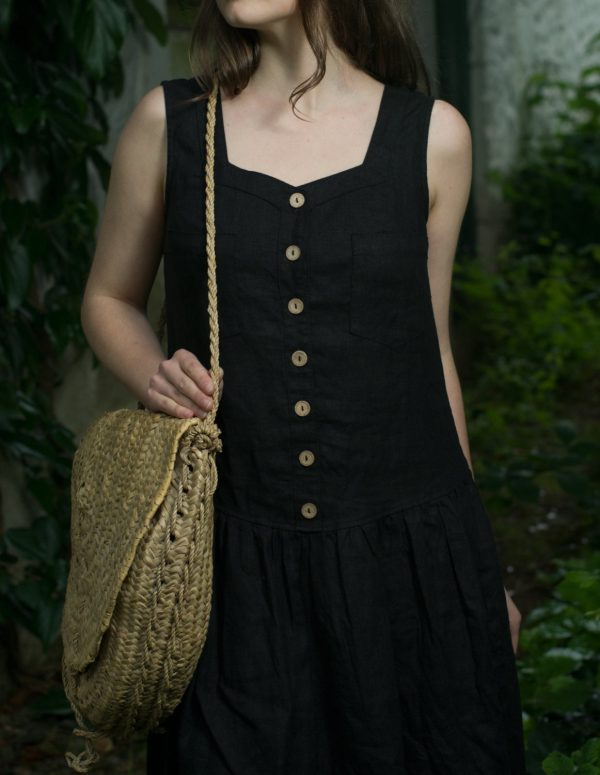 Sleeveless buttoned linen dress magnolia