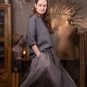 Linen top 'primitive' | loose linen summer top