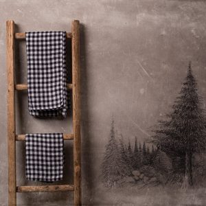 Linen bath towel black gingham | lightweight bath towel