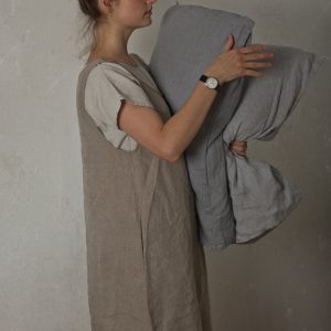 Linen apron dress garden | linen apron dress with pockets