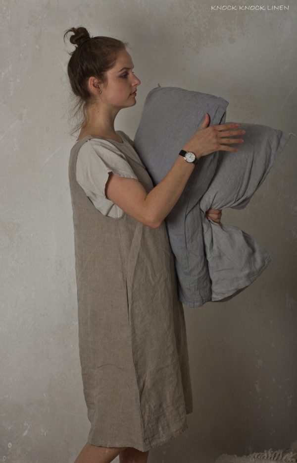 Linen apron dress garden | linen apron dress with pockets