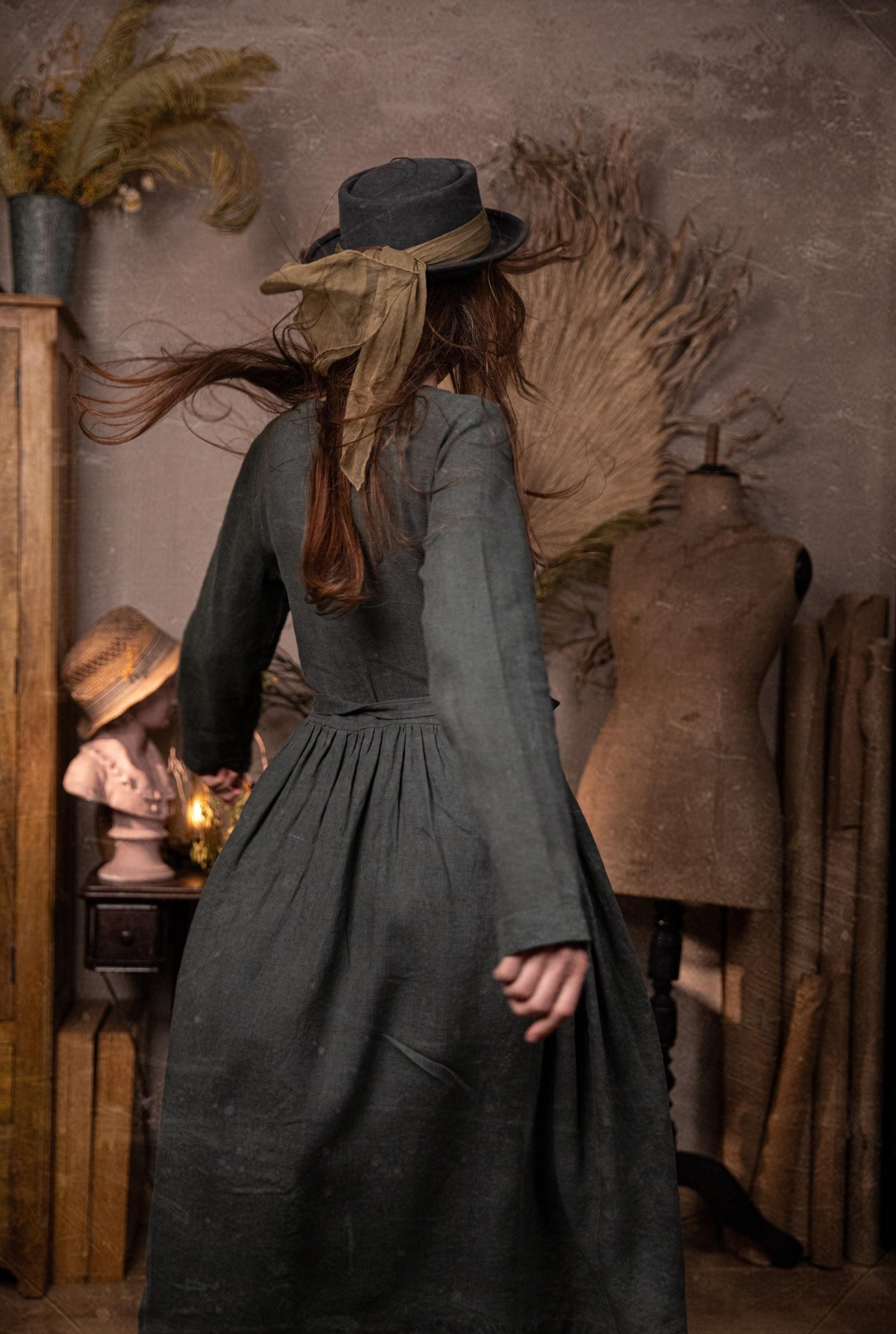 Romantic linen wrap dress with pockets september - Image 4