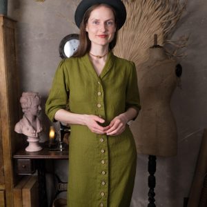 Retro pencil linen dress bella
