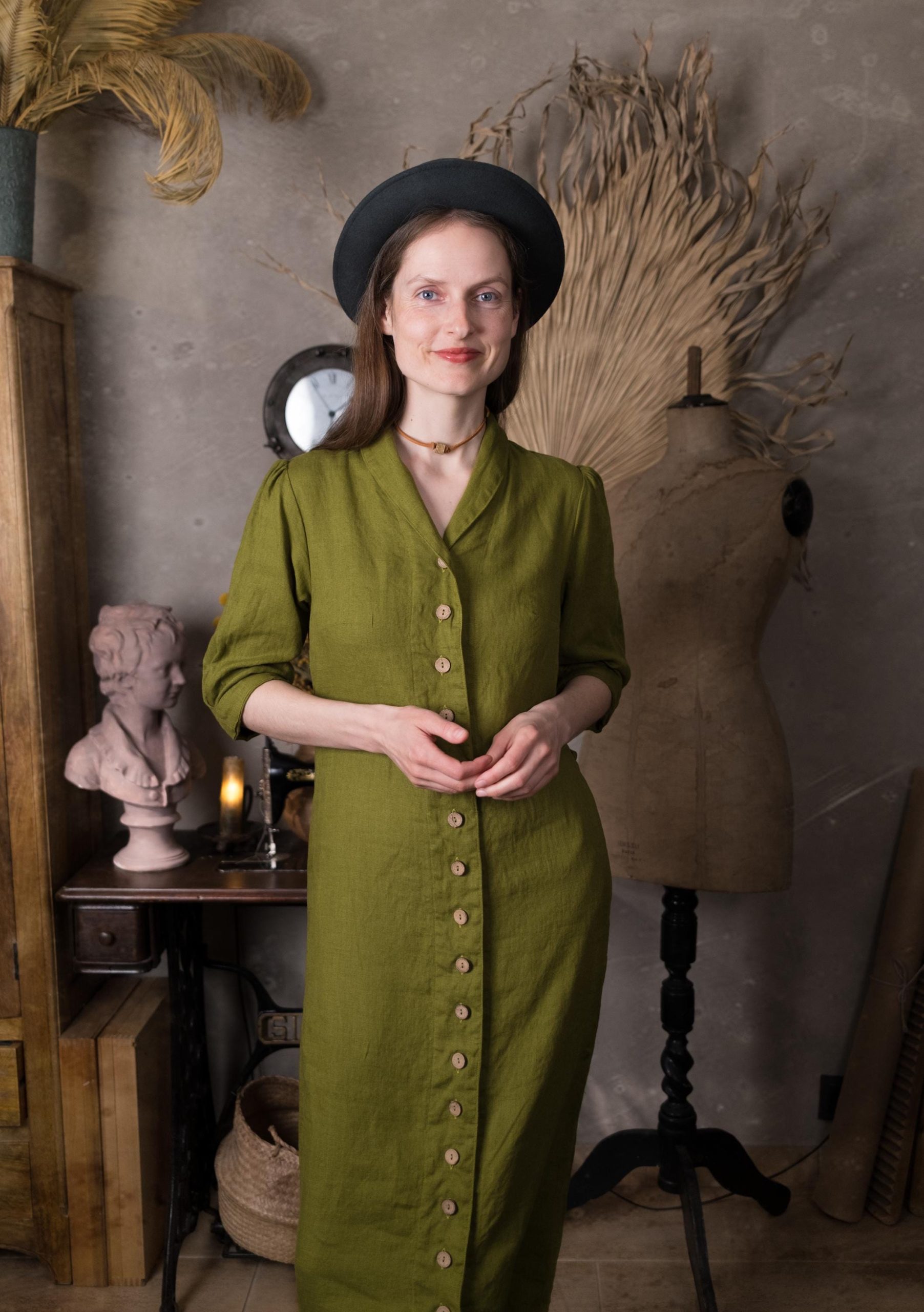 Retro pencil linen dress bella