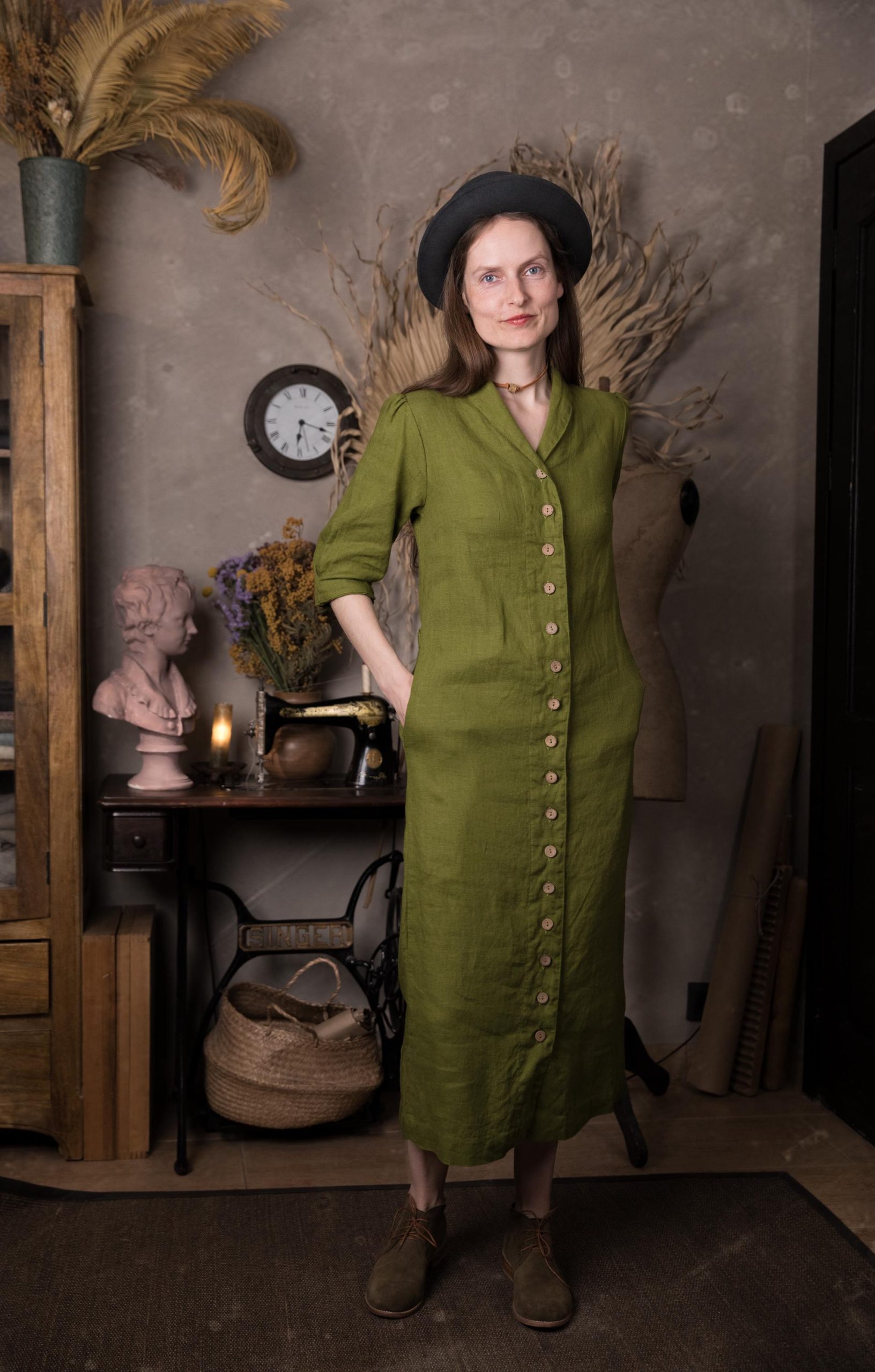 Retro pencil linen dress bella - Image 4