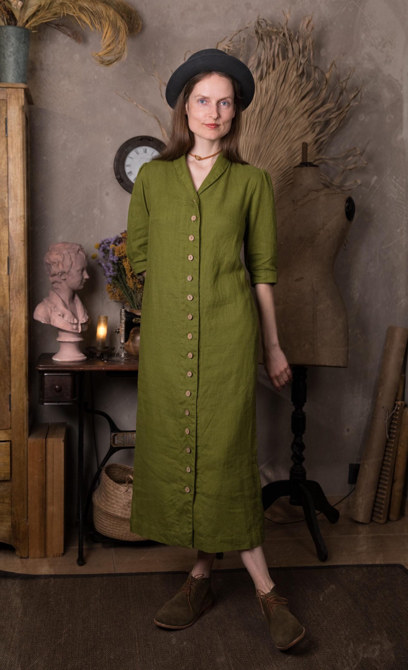 Retro pencil linen dress bella - Image 2