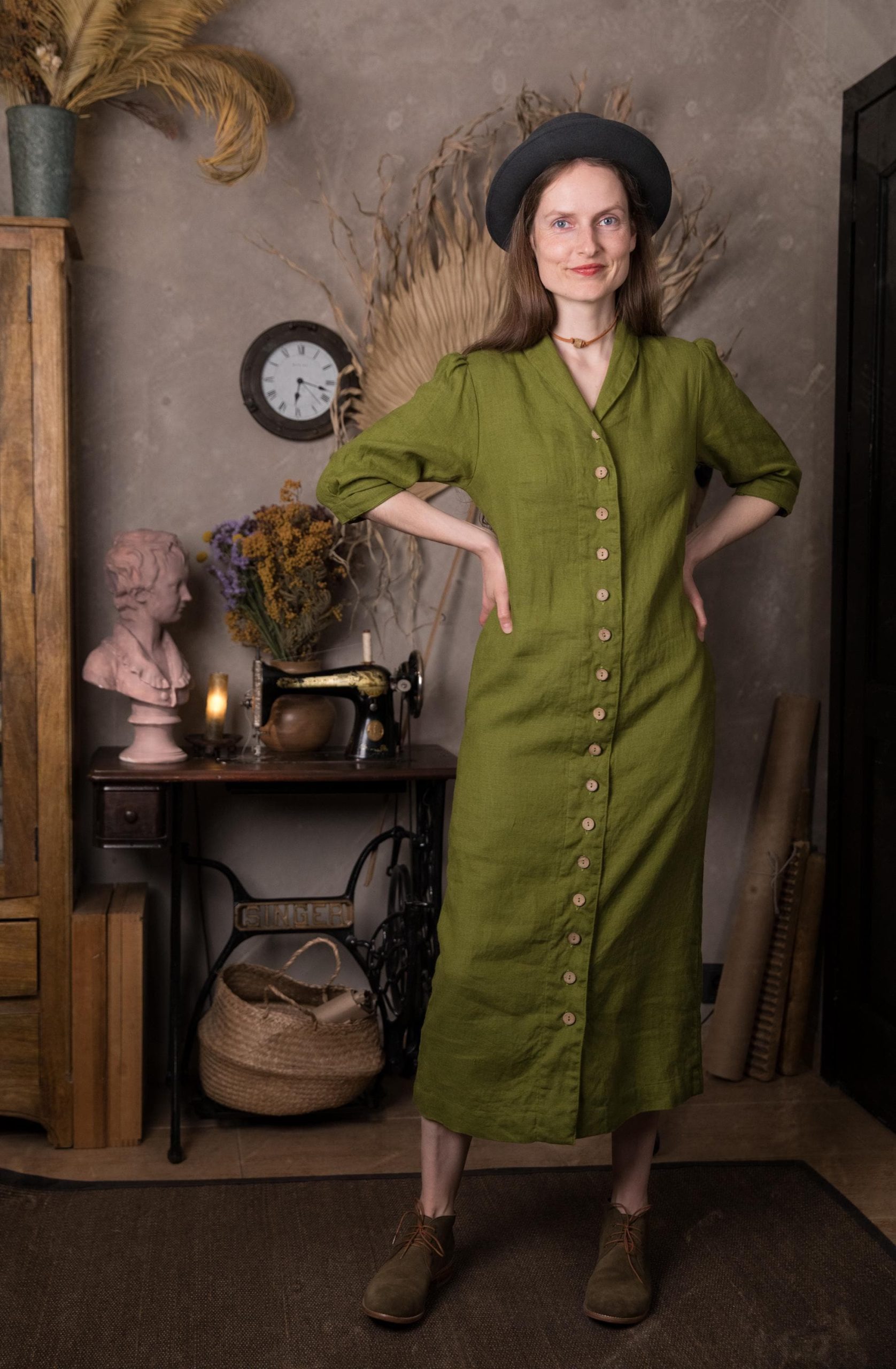 Retro pencil linen dress bella - Image 3