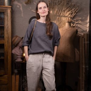 Tapered linen trousers simplicity | elastic waist trousers