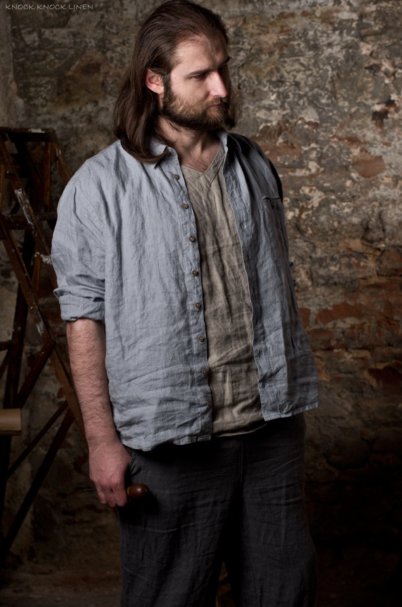 Linen shirt classic | buttoned linen shirt for men - Image 2