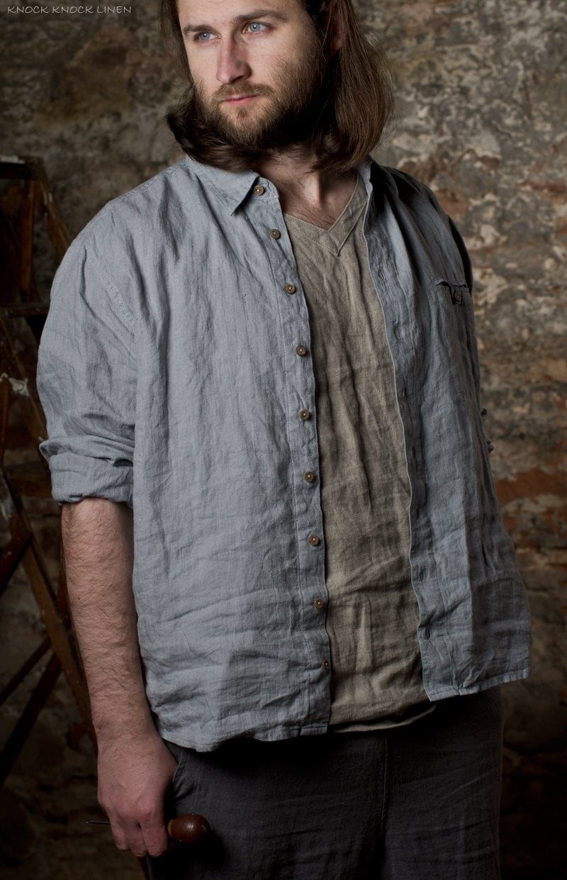 Linen shirt classic | buttoned linen shirt for men - Image 3