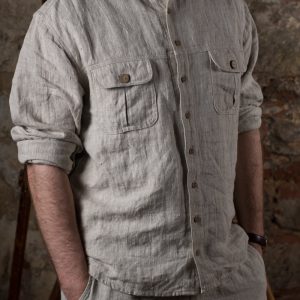 Linen work shirt for men vintage | vintage style summer shirt