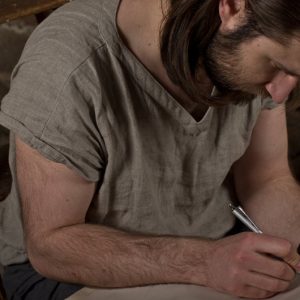 Linen t-shirt casual | v-neck linen shirt for men