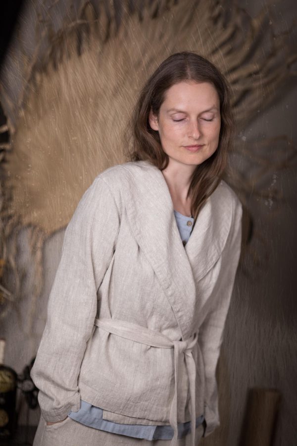 Linen wrap jacket | loose linen cardigan