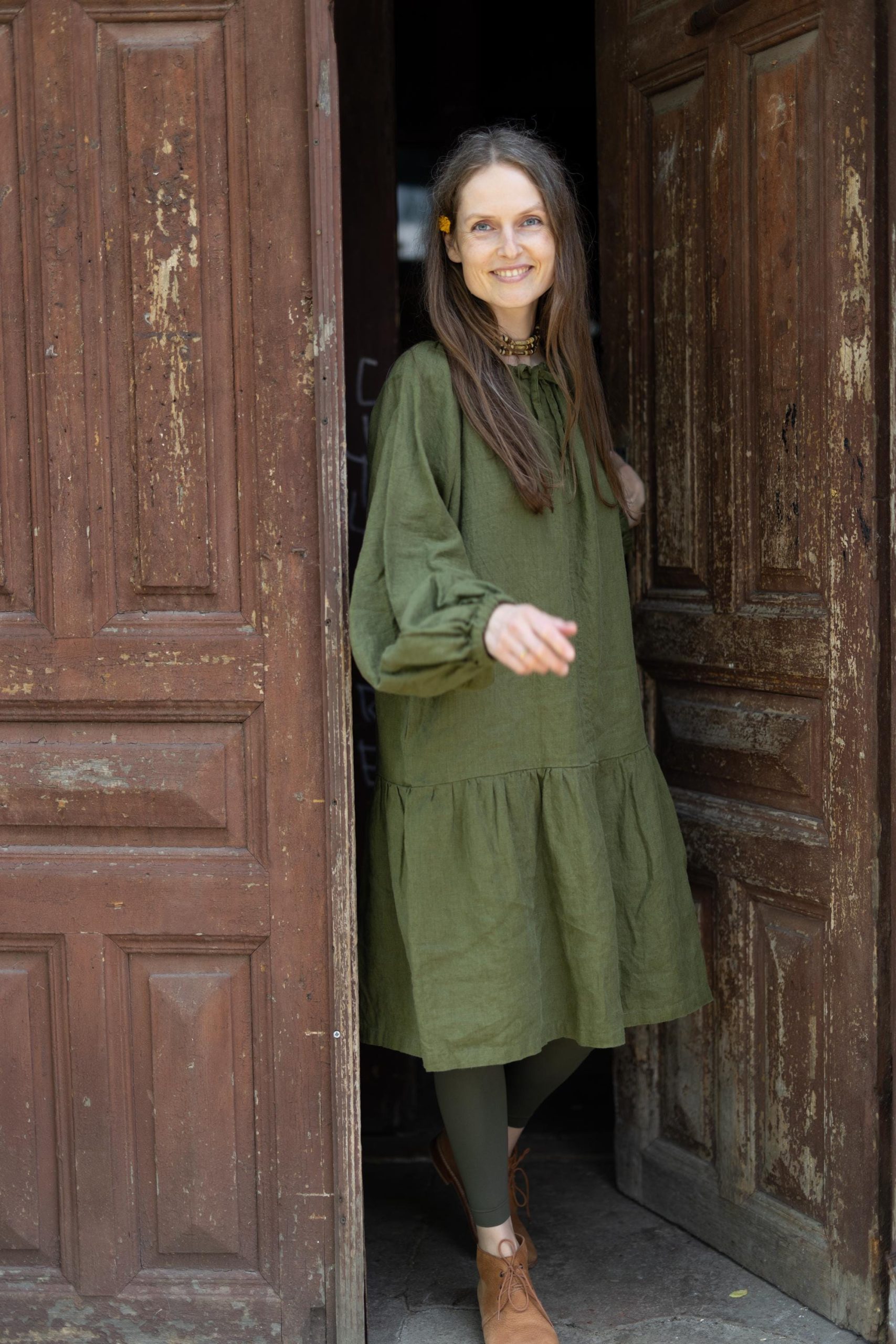 Puff sleeve linen summer dress | bohemian dress | hippie dress - Image 5