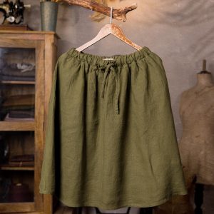 Elastic waist midi skirt tulip – romantic linen skirt with pockets | simple skirt | loose fit skirt | linen skirt women | ready to go size s