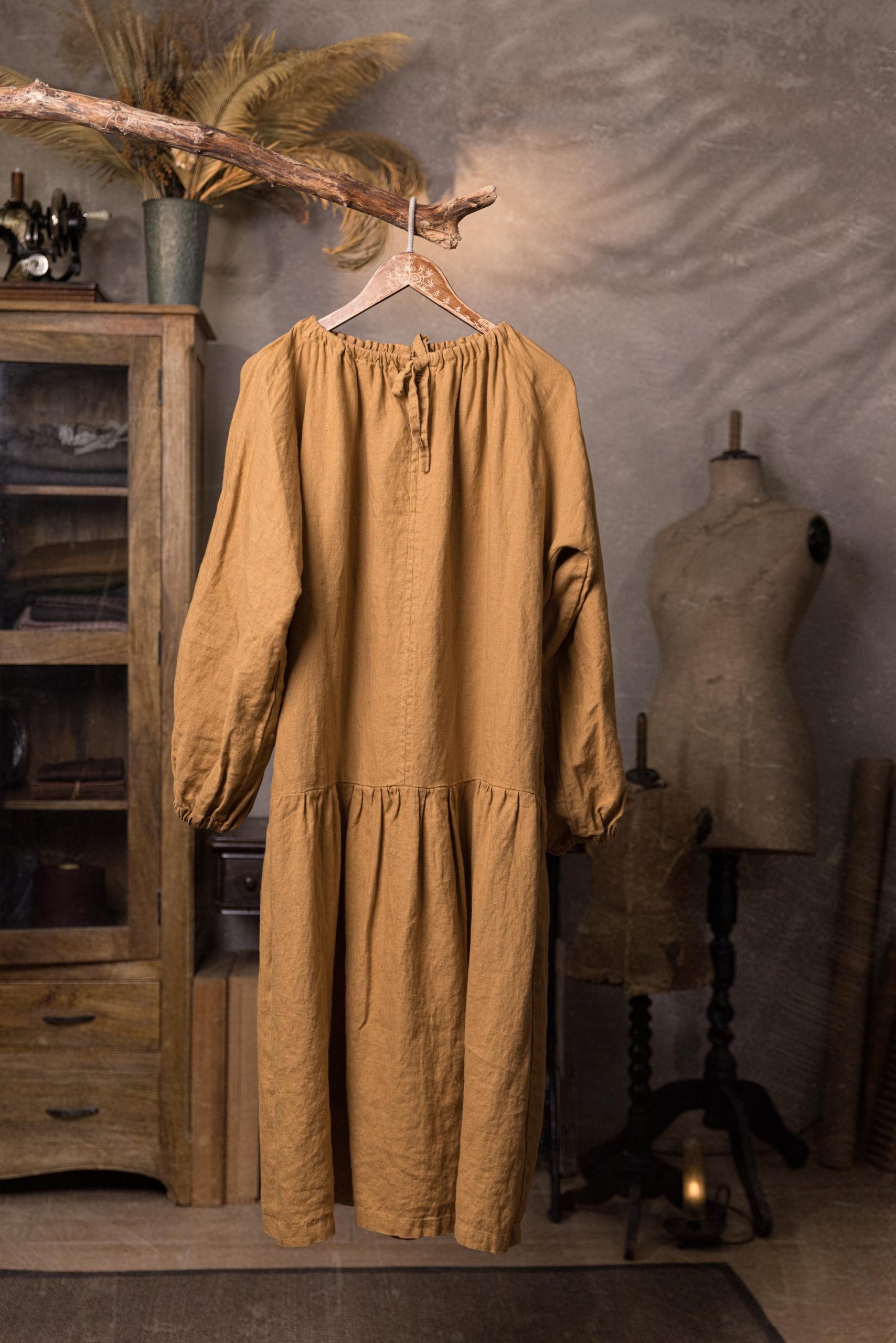 Puff sleeve linen summer dress | bohemian dress | hippie dress