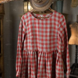 100% linen smock dress with long sleeves and a gathered skirt, available in custom length and 52 colors | the peony