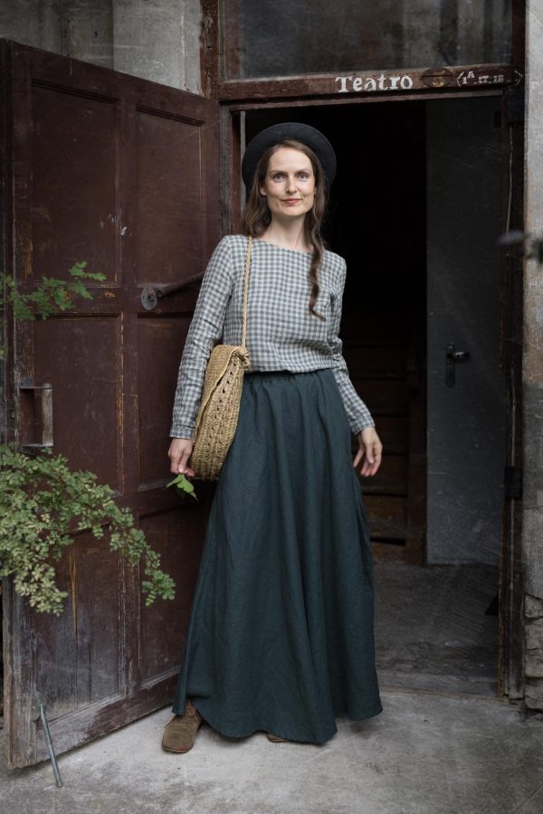 Long linen skirt swing in a custom length