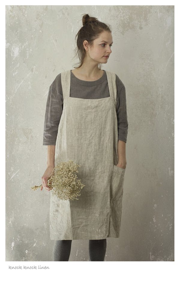 Linen pinafore apron | cross back apron | linen smock apron
