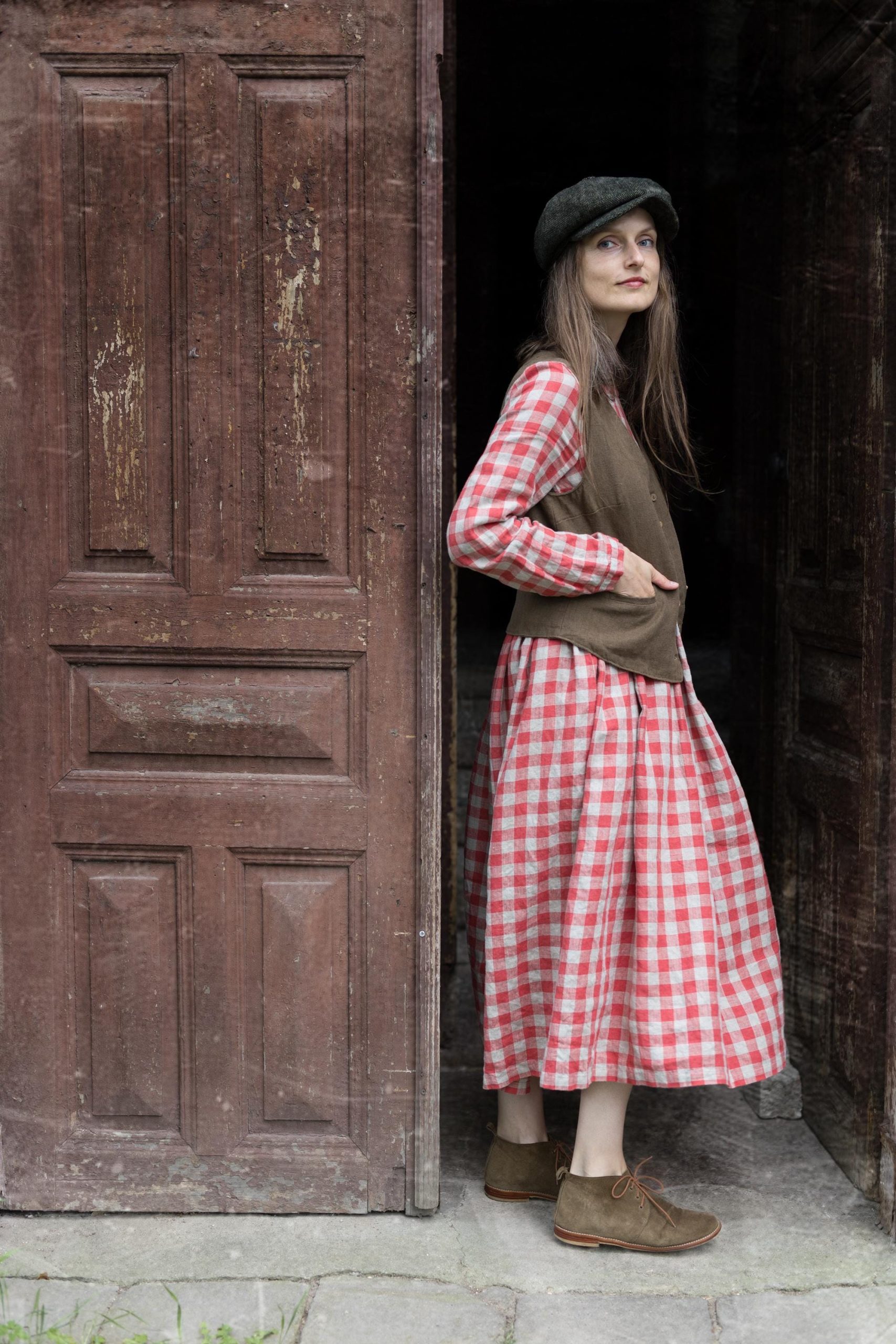 100% linen smock dress with long sleeves and a gathered skirt, available in custom length and 52 colors | the peony - Image 10