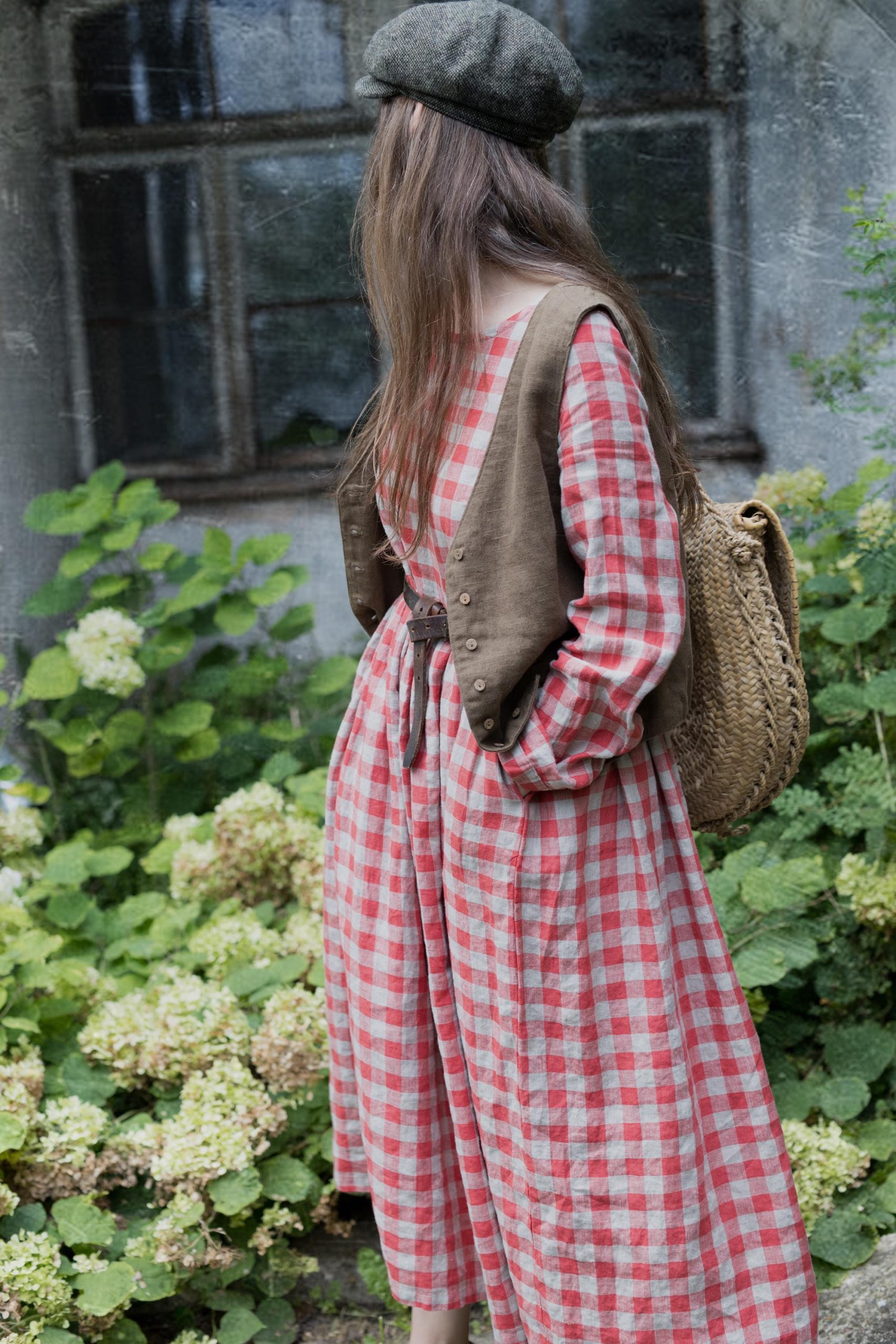 Oversized linen smock dress peony - Image 14
