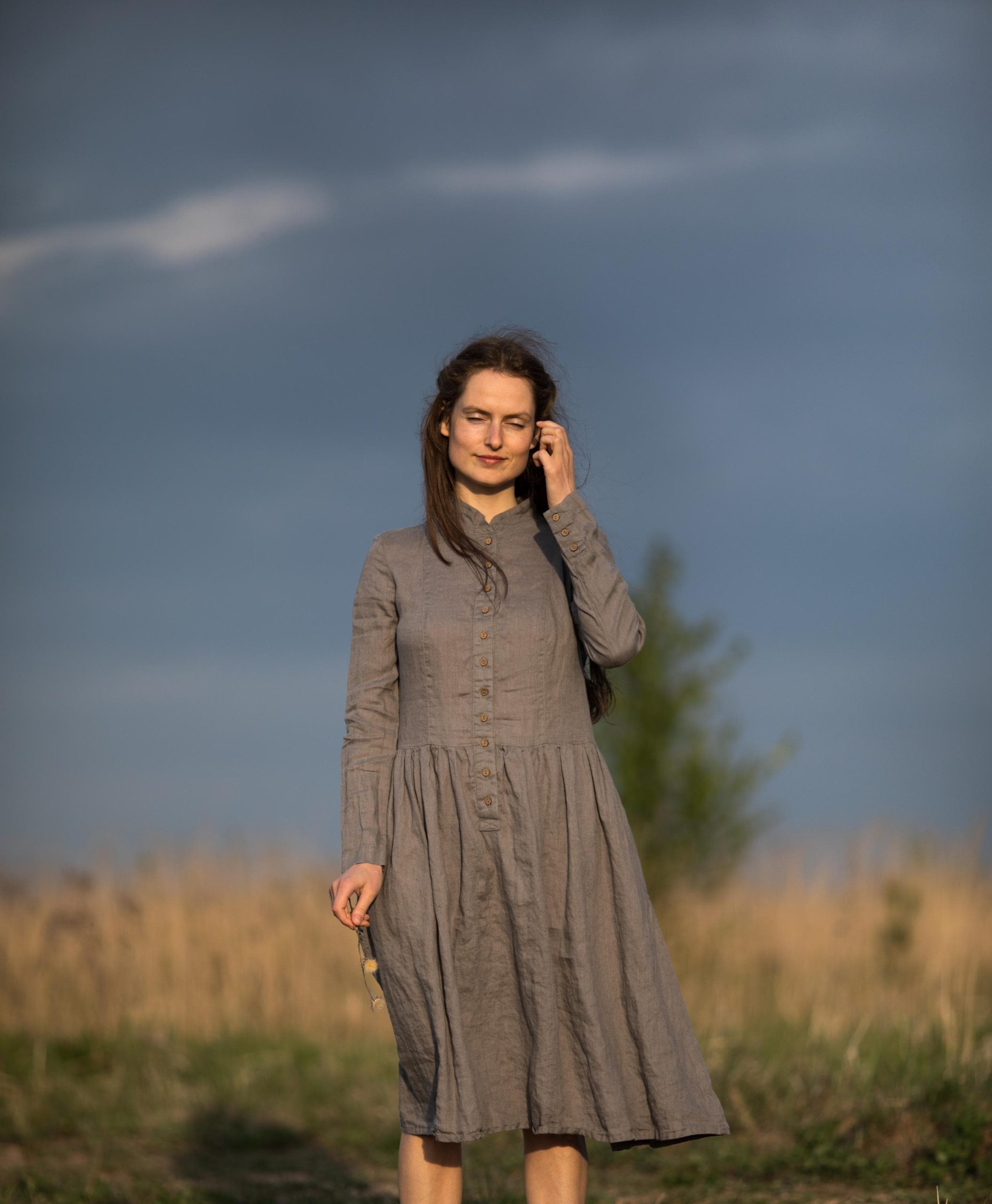Long linen dress victoria | 19th century linen dress | antique dress | button front dress | boho dress | elvish dress | cottage witch dress - Image 10