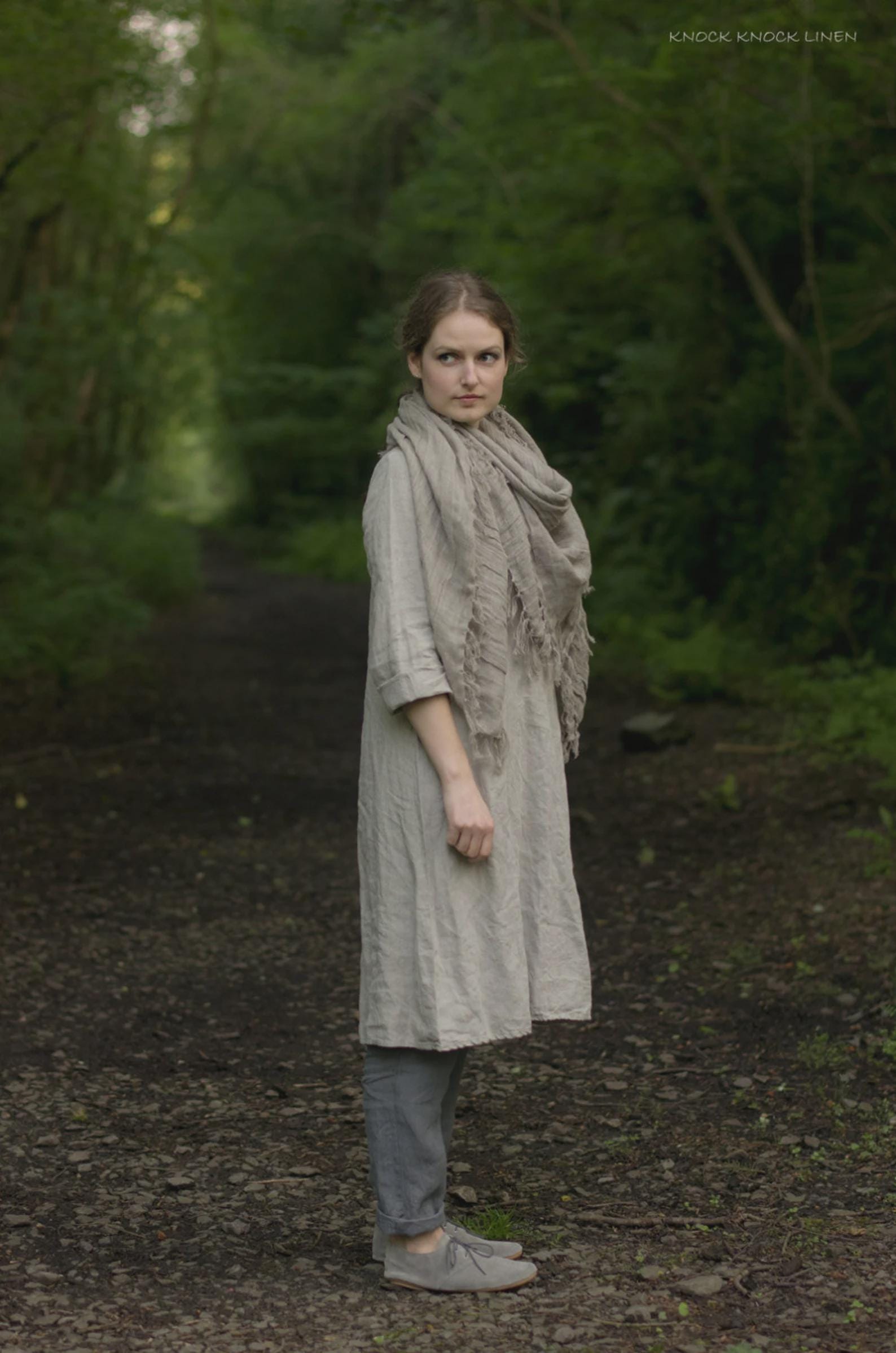 Linen summer dress trapeze | dress with long sleeves for women - Image 7