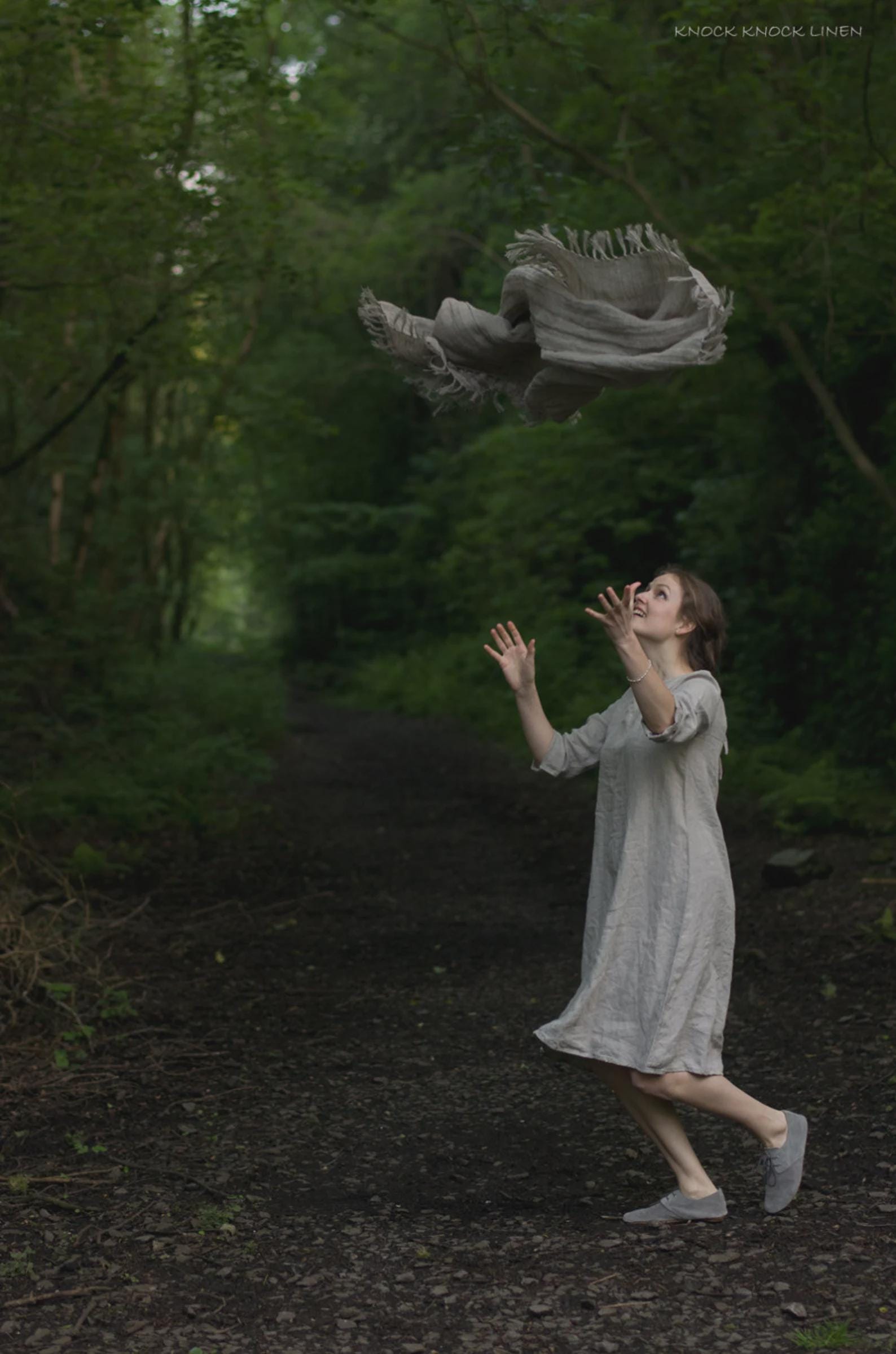 Linen summer dress trapeze | dress with long sleeves for women - Image 8