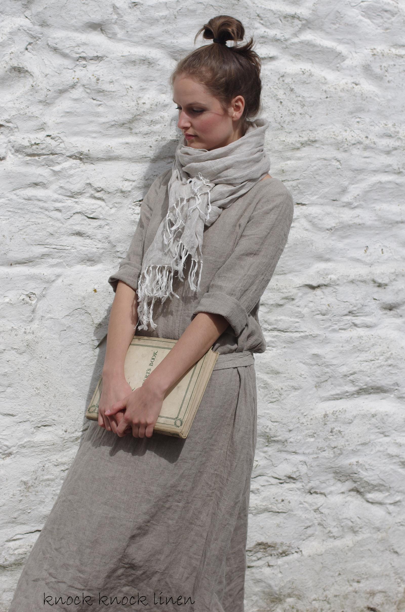 Long linen dress with sleeves monk | long sleeves | medieval dress | viking linen dress | festival dress | kirtle dress | with pockets - Image 3