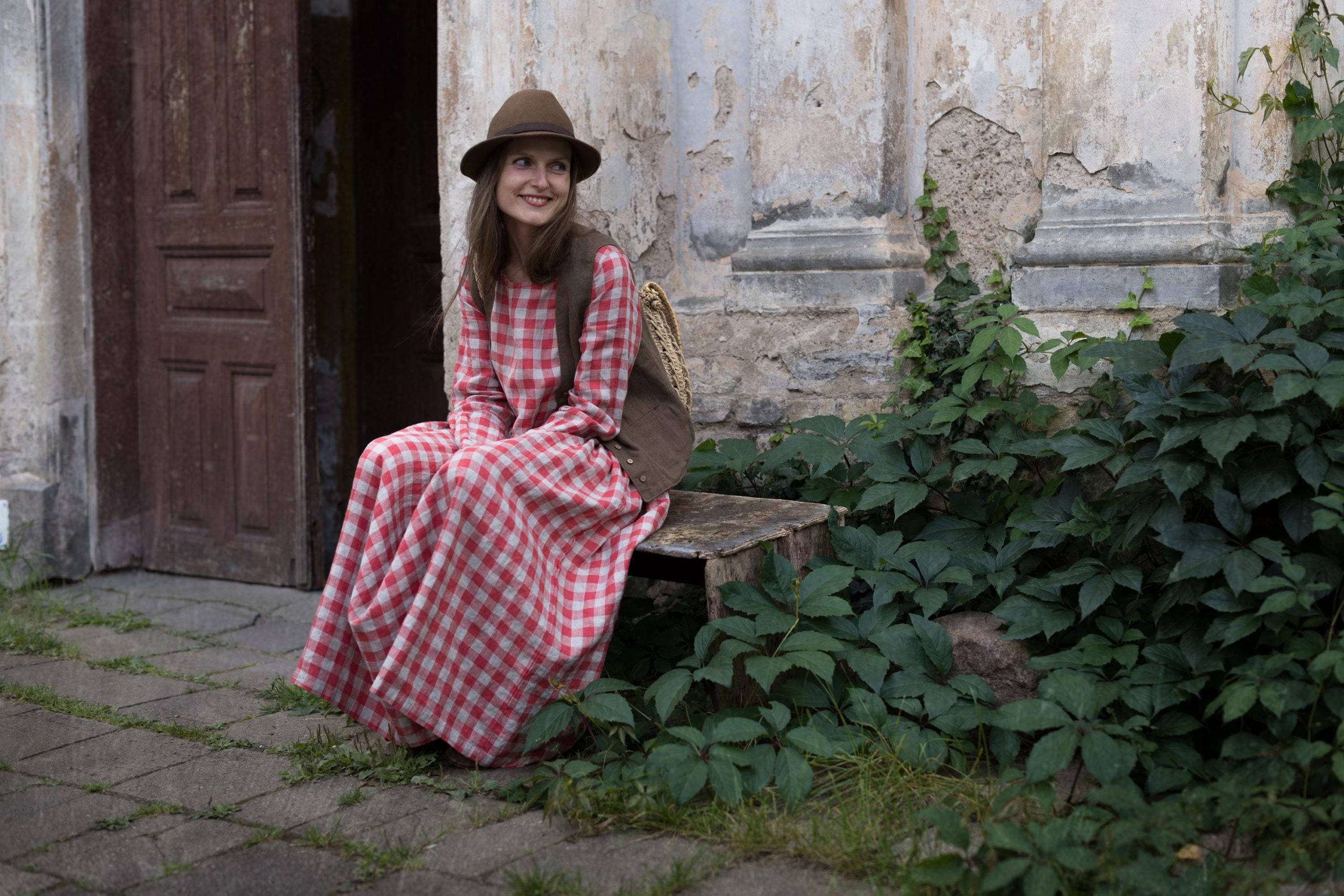 100% linen smock dress with long sleeves and a gathered skirt, available in custom length and 52 colors | the peony - Image 6