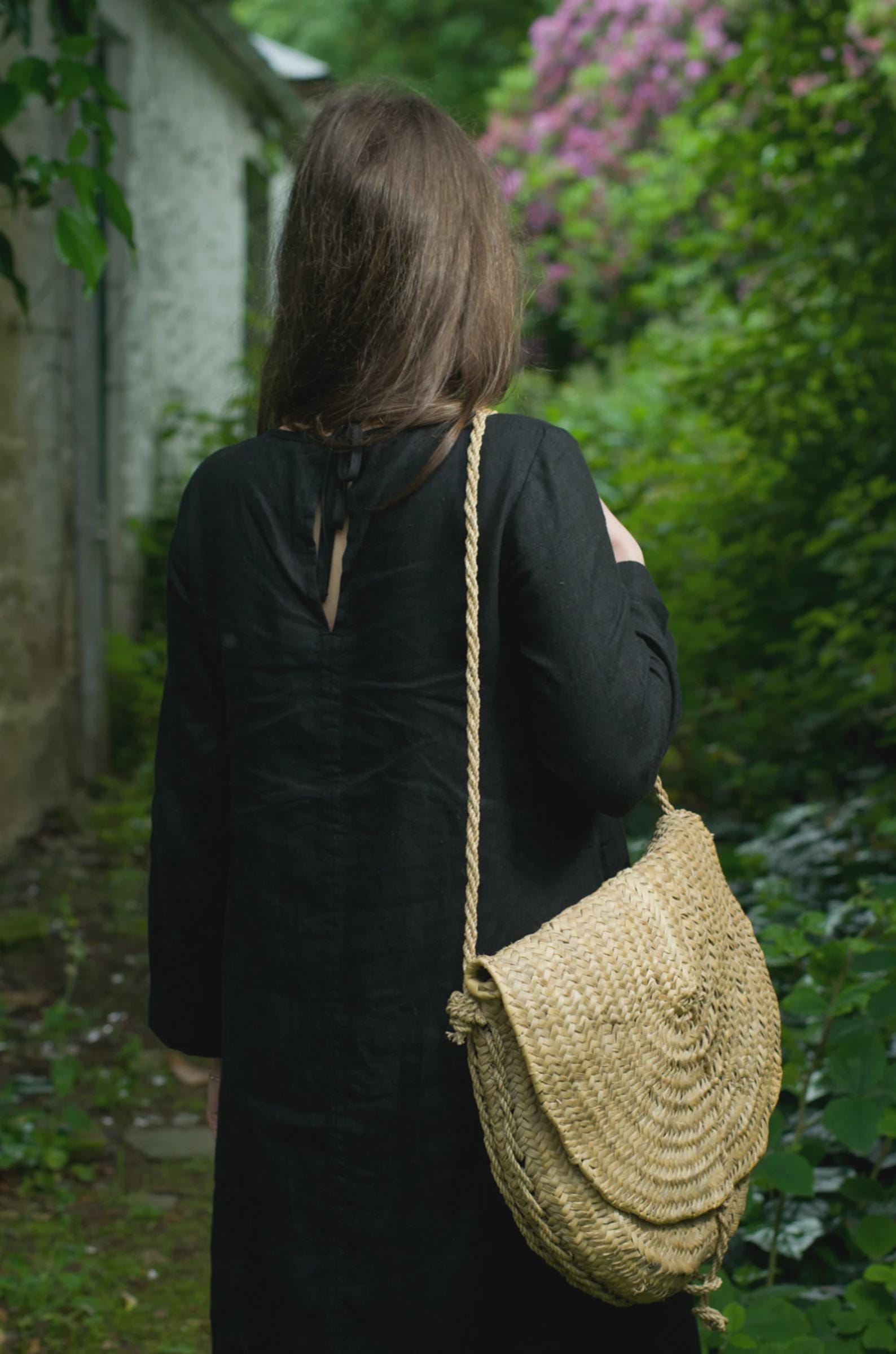 Linen summer dress trapeze | dress with long sleeves for women - Image 4