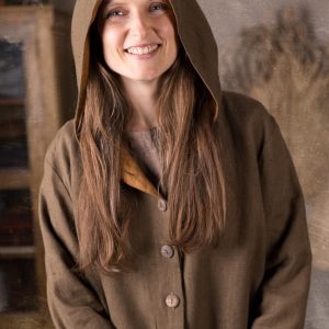 Large hood linen coat moon  | pixie long coat with pointed hood