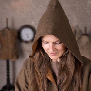 Moon pixie fairy coat for women, long boho elven linen coat