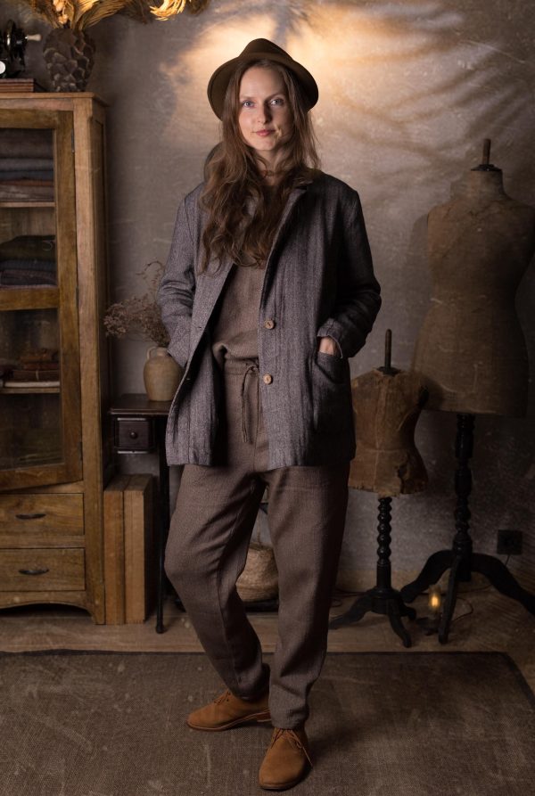 Boyfriend herringbone wool jacket - studio. loose classic wool jacket