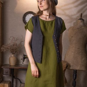 Short sleeve linen summer smock dress - simplicity