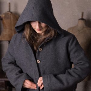 Large hood wool coat moon  | pixie coat with pointed hood
