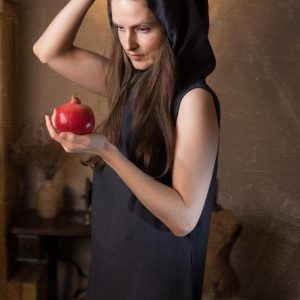 Sleeveless hooded linen dress persephone