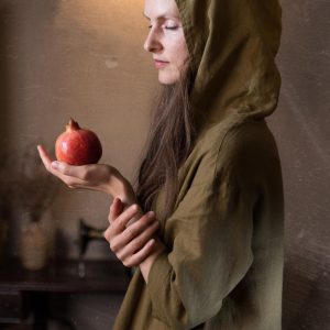 Long hooded linen dress persephone