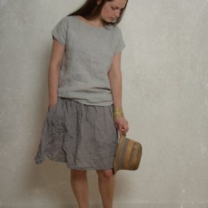 Elastic waist midi skirt tulip – romantic linen skirt with pockets | simple linen skirt | loose fit skirt | handmade linen skirt women