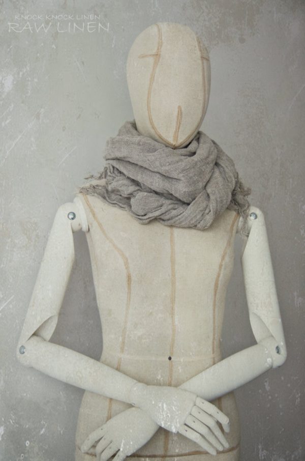Raw linen scarf with a soft fringe | burlap linen scarf