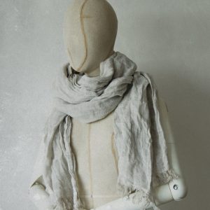 Linen scarf melange | with a soft fringe