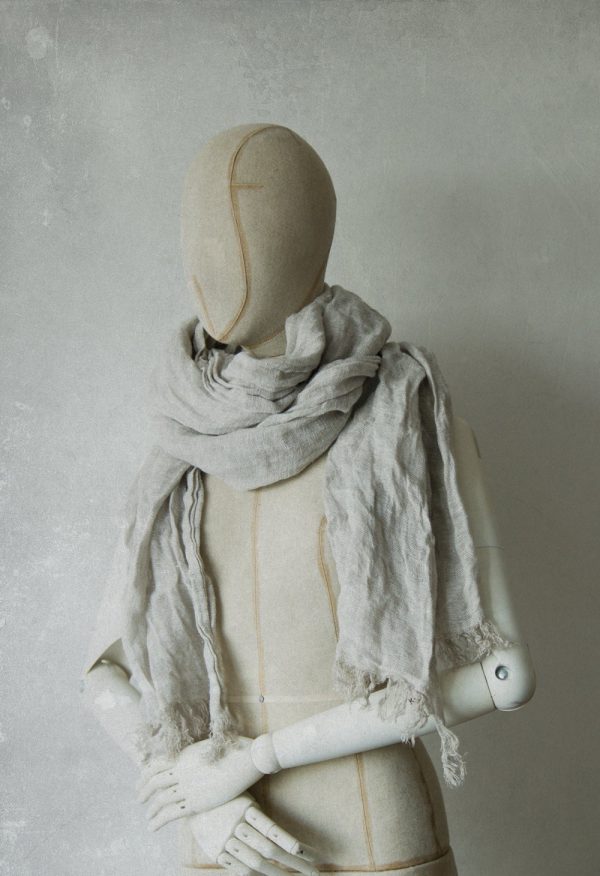 Linen scarf melange | with a soft fringe