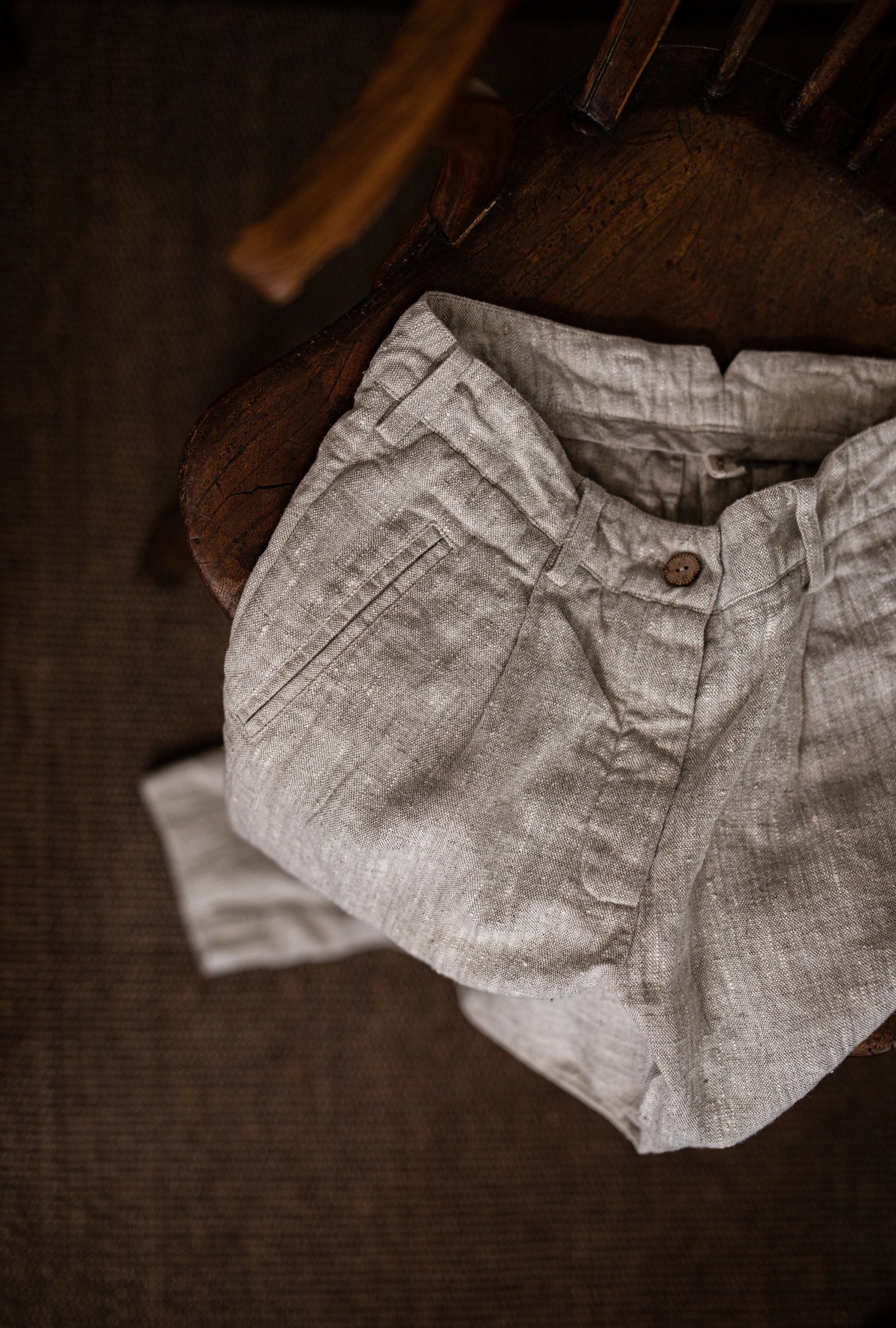 linen pants PERFUMER, linen trousers, tapered vintage trousers