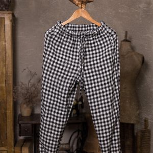 elastic waist linen pants ILLUSTRATOR, tapered trousers