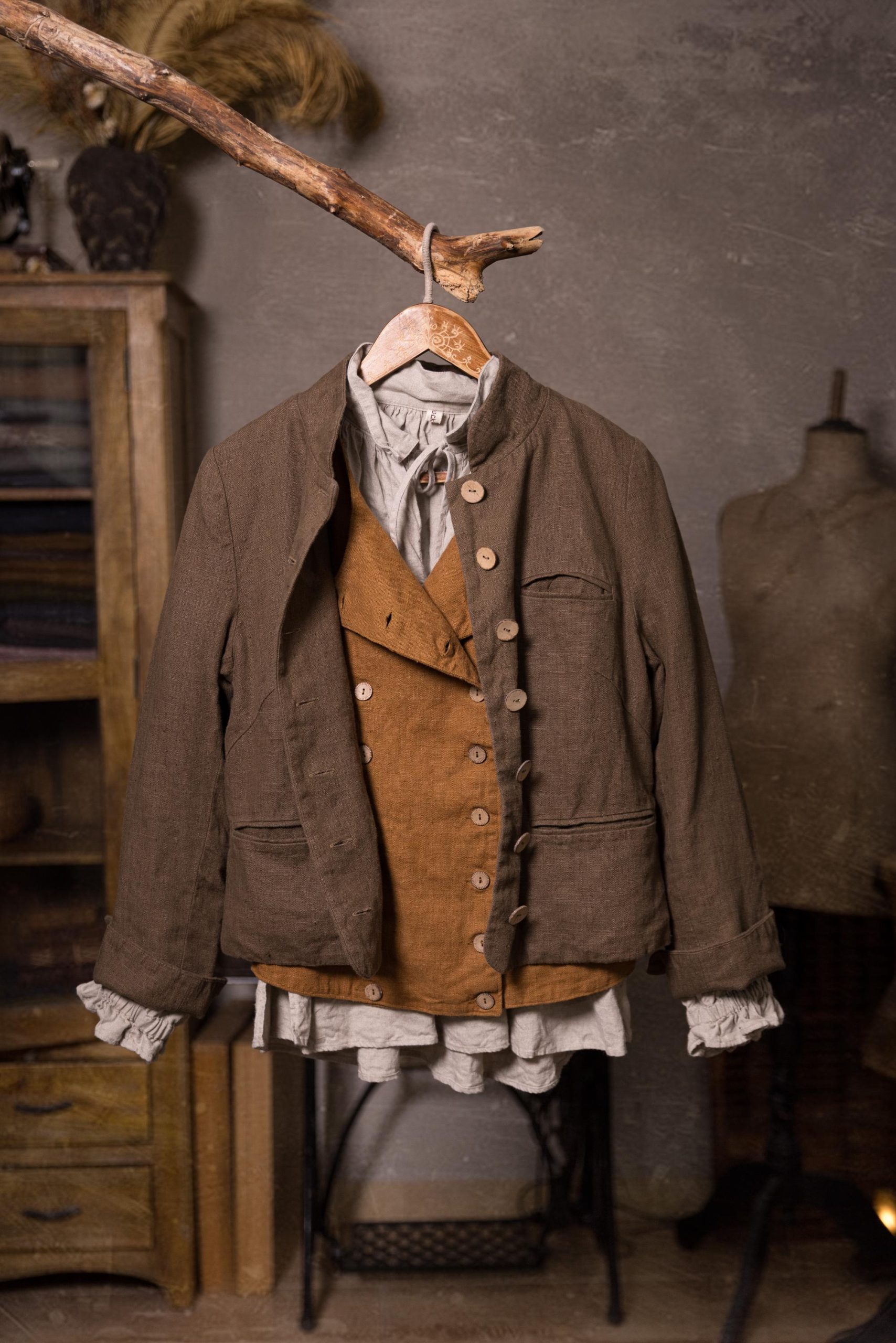 linen jacket PERFUMER, vintage jacket, antique jacket