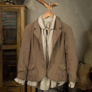 Edwardian-inspired linen jacket with a rustic